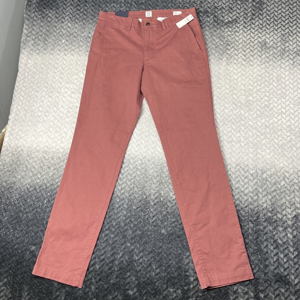 NWT GAP Essential Khaki Slim Fit Pants Mens 34x34 Salmon Red Stretch Chino NEW‎